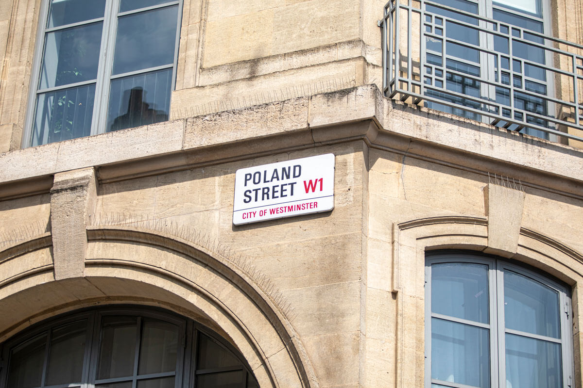 poland street W1 city of westminster street sign