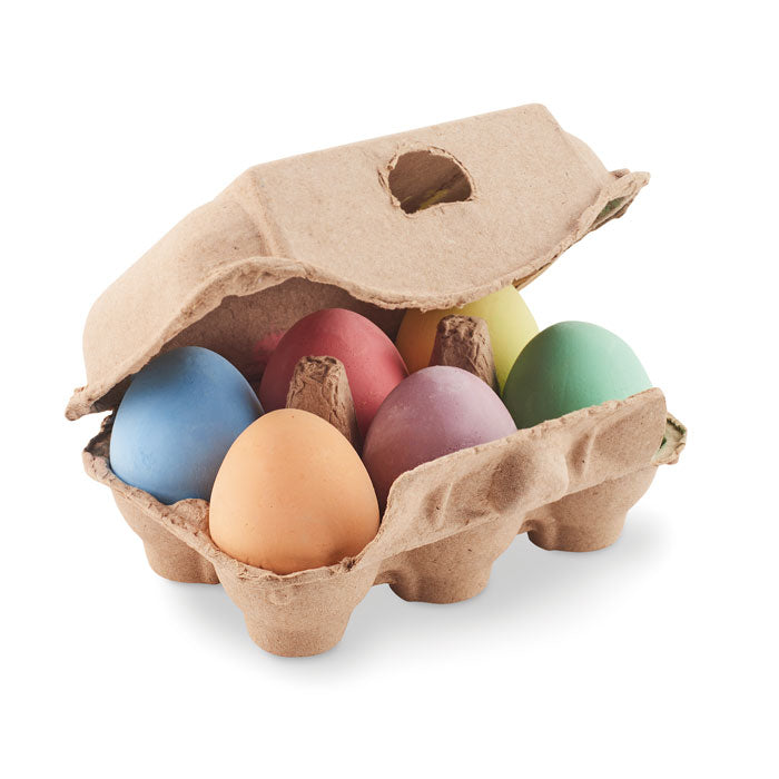 6 chalk eggs in box