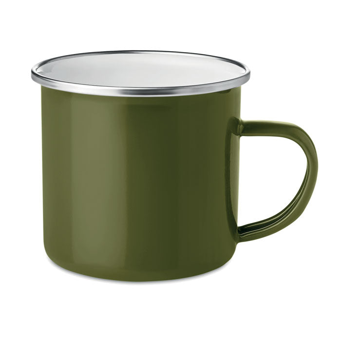 Metal mug with enamel layer